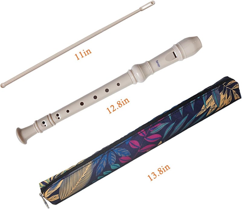 Farcaya Soprano Recorder Instrument for Beginners German Style C Key 8 Hole Descant Music with Clean Rod Storage Case (White) - Image 5